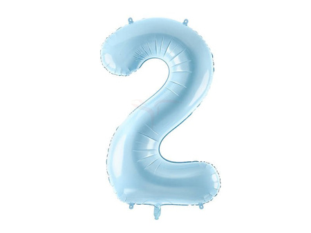 Balon foliowy - Cyfra "2" - Jasnoniebieski - 86cm 