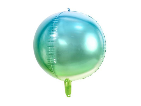 Balon foliowy - Kula Ombre - Niebiesko-Zielona - 35 cm