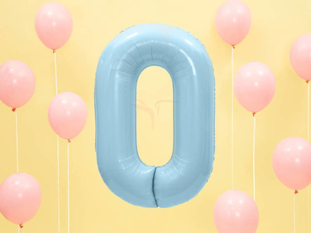 Balon foliowy - Cyfra "0" - Jasnoniebieski - 86cm 