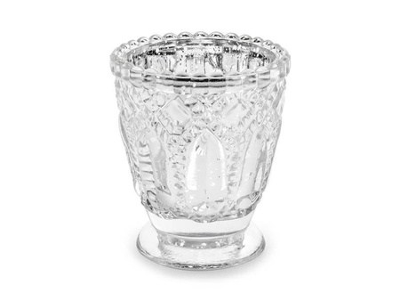 Świecznik - Srebrny - Lustrzany - 8 cm - 1 sztuka 