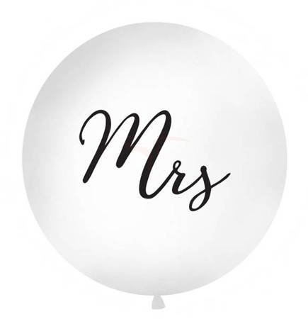 Balon 1m - Mrs - biały - czarny napis