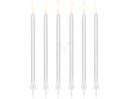 Świeczki urodzinowe - Gładkie - Białe - 14cm - 12 sztuk